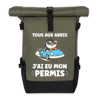 Humour permis de conduire - Sac à dos roll top - olive/noir - Devant