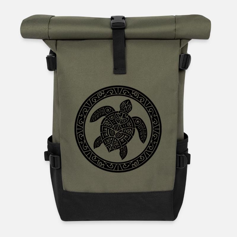Neuseeland-Neuseeland-Stammeskultur - Rolltop Rucksack - Olive/Schwarz