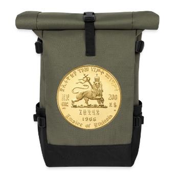 Lion of Judah Selassie I Jah Rastafari Rasta Roots - Rolltop Rucksack - Olive/Schwarz - Vorne