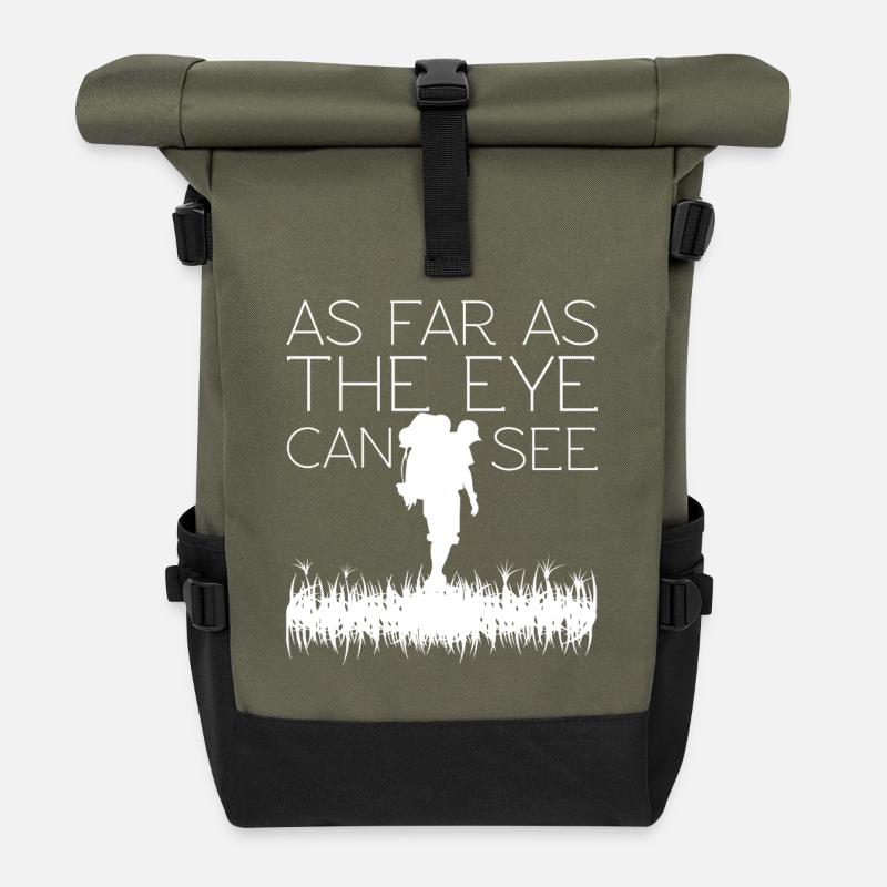 À perte de vue : silhouette de randonnée - Sac à dos roll top - olive/noir