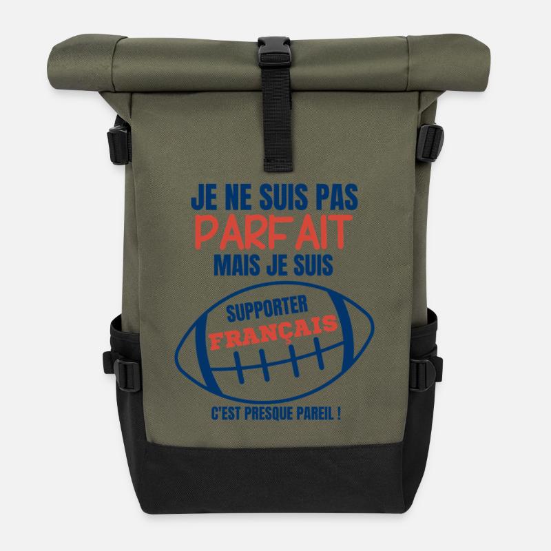 Supporter Rugby Français Humor - Rolltop Rucksack - Olive/Schwarz