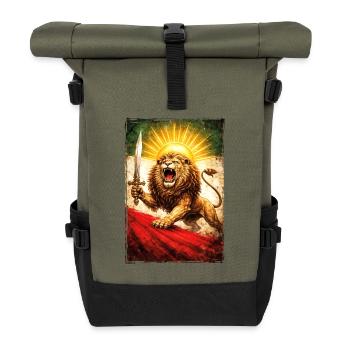 Löwe Persien Iran Flagge - Rolltop Rucksack - Olive/Schwarz - Vorne