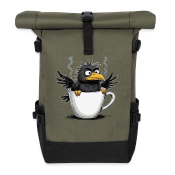 Morning grouch coffee no desire raven bad mood - Roll Top Backpack - olive/black - Front
