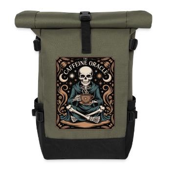 The Caffeine Oracle Skeleton Coffee Oracle - Roll Top Backpack - olive/black - Front