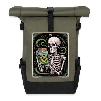 Tarotkarte XX Skelett Mit Essiggurken Glas - Rolltop Rucksack - Olive/Schwarz - Vorne