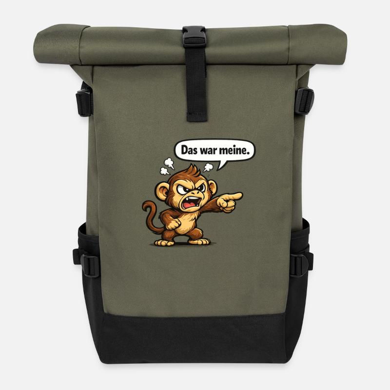 Monkey Humor Funny Saying Gift - Roll Top Backpack - olive/black