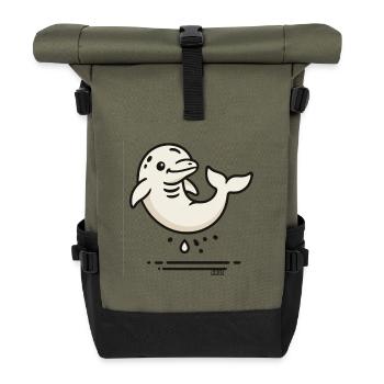 Dauphin mignon dans le style comic - Sac à dos roll top - olive/noir - Devant