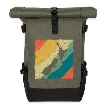 Logo rétro de la carte terrestre de la Nouvelle-Zélande Vintage NZ - Sac à dos roll top - olive/noir - Devant