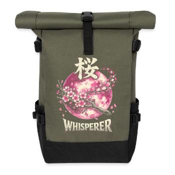 Cherry Blossom Sakura Cherry Blossom - Roll Top Backpack - olive/black - Front