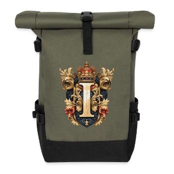 I Letter Name Crown - Roll Top Backpack - olive/black - Front