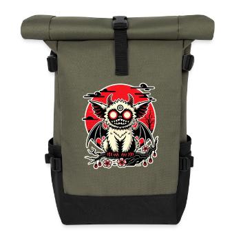 Crimson Moon Bat of Sakura - Roll Top Backpack - olive/black - Front