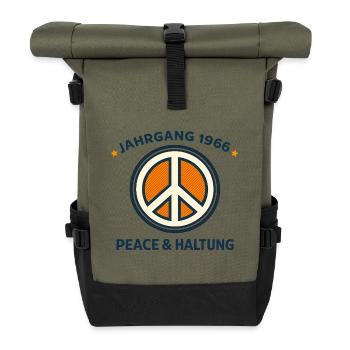 Vintage 1966 Peace & Attitude - Roll Top Backpack - olive/black - Front