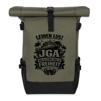 Leinen Los! JGA auf hoher See - Rolltop Rucksack - Olive/Schwarz - Vorne