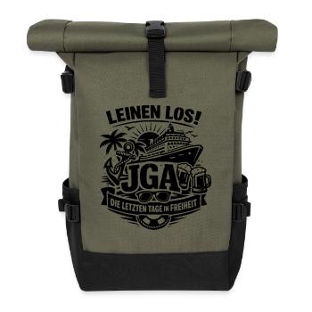 Leinen Los! JGA auf hoher See - Rolltop Rucksack - Olive/Schwarz - Vorne