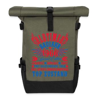 60th Birthday 60 Years Decoration 1965 Gift Funny - Roll Top Backpack - olive/black - Front