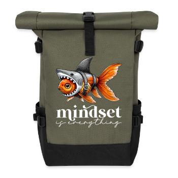 Mindset Funny Motivational Inspirational - Rolltop Rucksack - Olive/Schwarz - Vorne