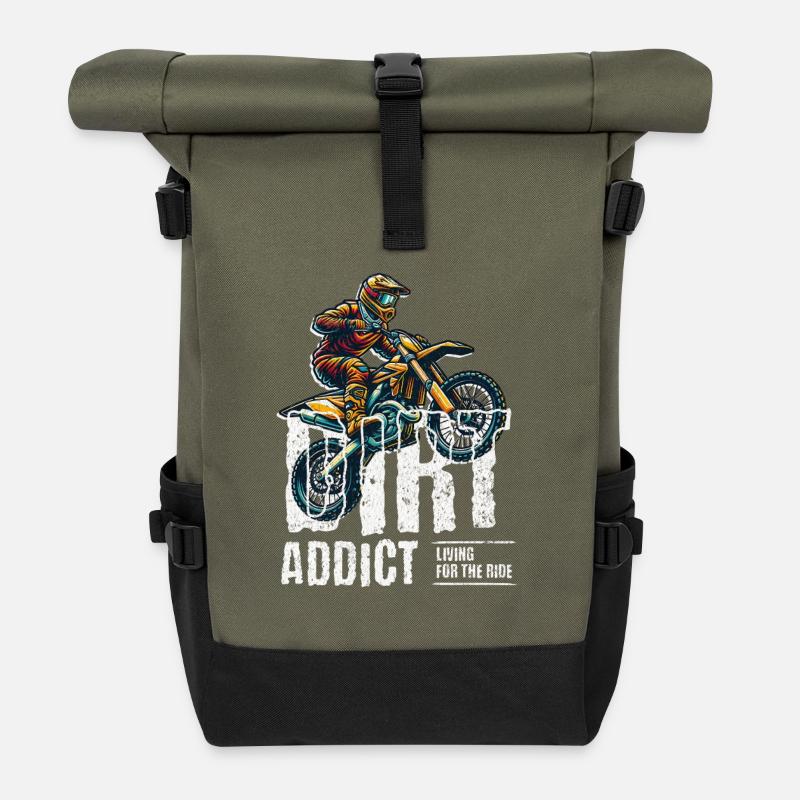 MotoX Addict Ride Graphic - Roll Top Backpack - olive/black