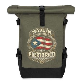 Made In Puerto Rico Boricua - Rolltop Rucksack - Olive/Schwarz - Vorne