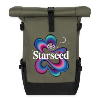 Starseed Farbwirbel Logo - Rolltop Rucksack - Olive/Schwarz - Vorne