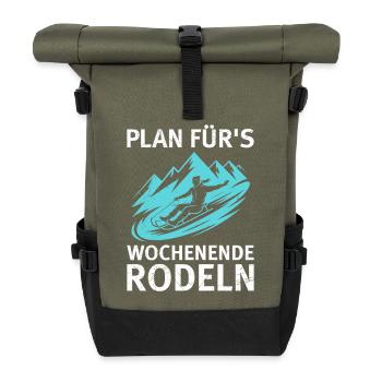 PLAN FOR THE WEEKEND TOBOGGANING FUN - Roll Top Backpack - olive/black - Front