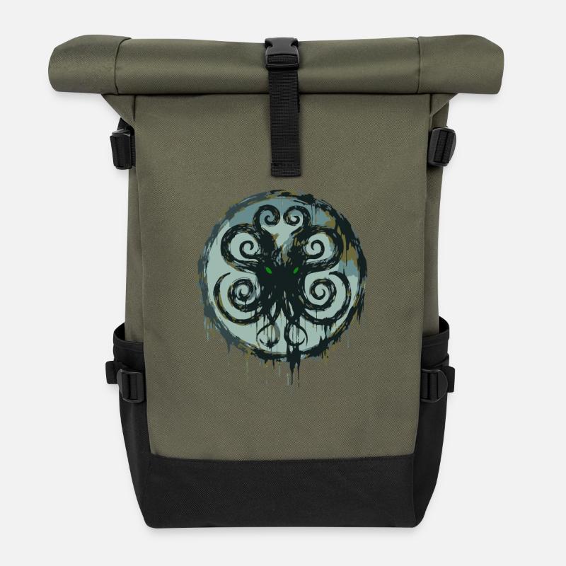Cthulhu-Symbol Lovecraft Kosmischer Horror - Rolltop Rucksack - Olive/Schwarz