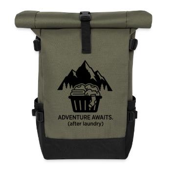Mountain of Laundry – Outdoor Humor Berg Wäsche - Rolltop Rucksack - Olive/Schwarz - Vorne