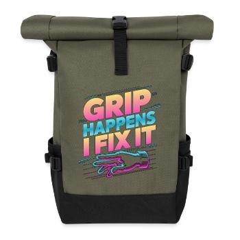 Hand Therapist Grip Happens I Fix Physiotherapist - Roll Top Backpack - olive/black - Front
