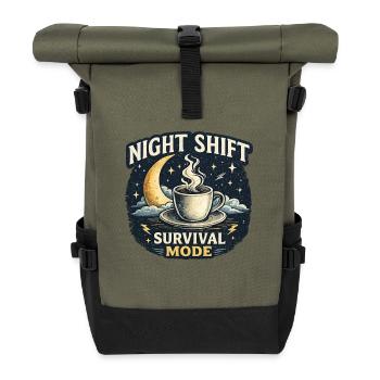 Nachtschicht Überlebensmodus Night Shift survival - Rolltop Rucksack - Olive/Schwarz - Vorne