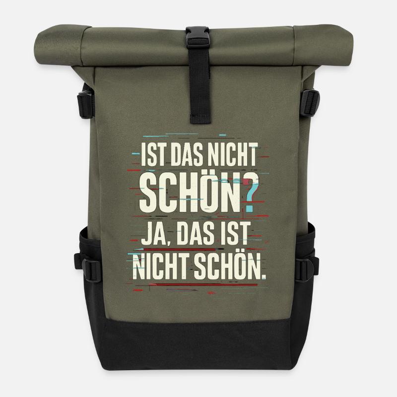 Ist-das-nicht-schön Glitchspruch - Rolltop Rucksack - Olive/Schwarz