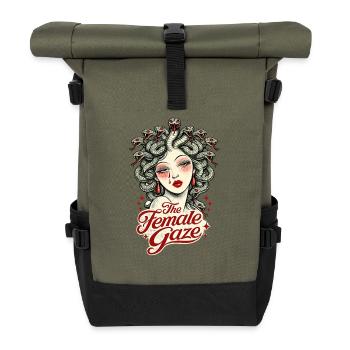Medusa Gaze Vintage-Tattoo - Rolltop Rucksack - Olive/Schwarz - Vorne