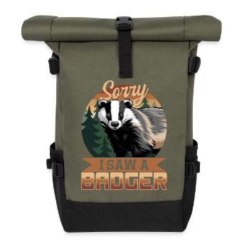 Funny Animal Badger - Roll Top Backpack - olive/black - Front