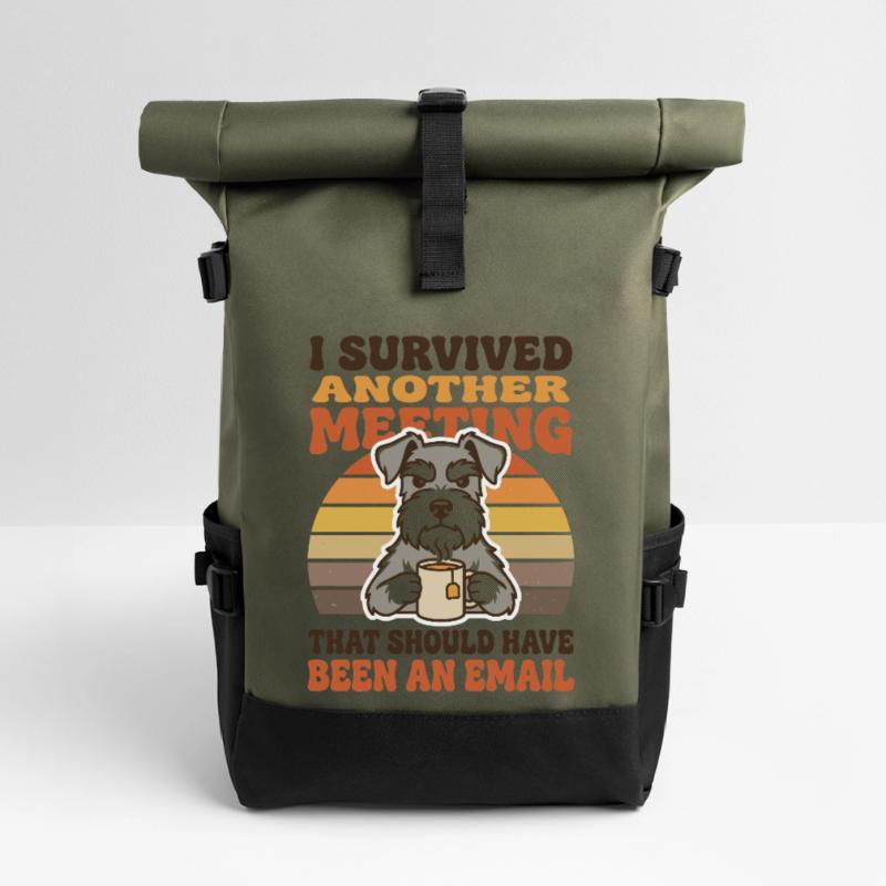 Hat ein weiteres Treffen überlebt. Eigentlich hätte es per E-Mail sein sollen. Rolltop Rucksack