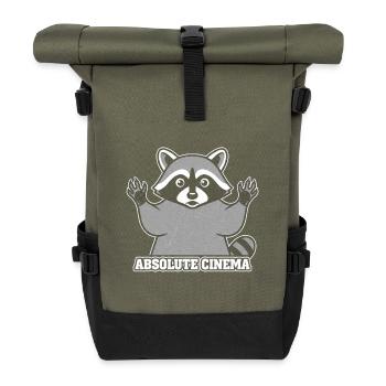 Waschbär Kino Absolut Cinema - Rolltop Rucksack - Olive/Schwarz - Vorne