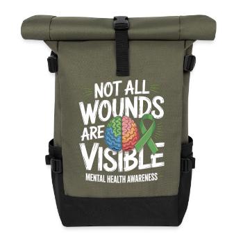 Not All Wounds Are Visible – Mental Health - Roll Top Backpack - olive/black - Front
