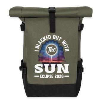Solar eclipse 2026, August 12 - Roll Top Backpack - olive/black - Front