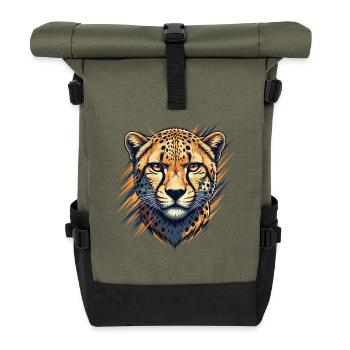 Style Pinceau Néon Tête de Guépard - Sac à dos roll top - olive/noir - Devant