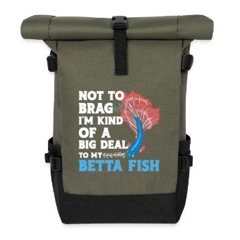 Siamesischer Kampffischbeckenbesitzer Aquarium-Betta - Rolltop Rucksack - Olive/Schwarz - Vorne