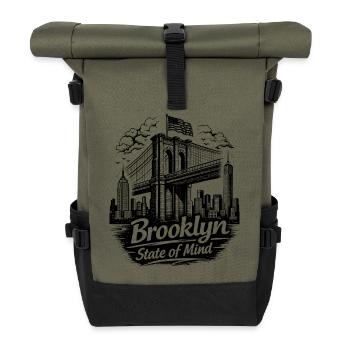 Brooklyn State of Mind Bridge New York NYC - Roll Top Backpack - olive/black - Front