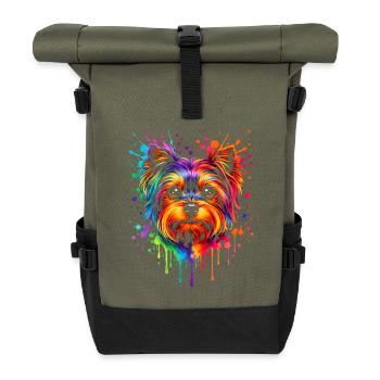 Yorkie | Terrier Pop Art - Roll Top Backpack - olive/black - Front