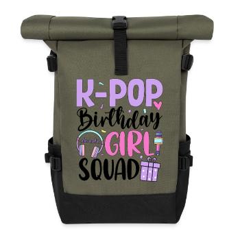 K Pop Birthday Girl Squad - Rolltop Rucksack - Olive/Schwarz - Vorne