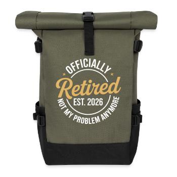 Ruhestand 2026 Nicht mehr mein Problem Ruhestand 26 - Rolltop Rucksack - Olive/Schwarz - Vorne