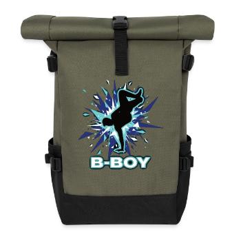 Breakdance B-Boy Streetdance Hip Hop - Rolltop Rucksack - Olive/Schwarz - Vorne