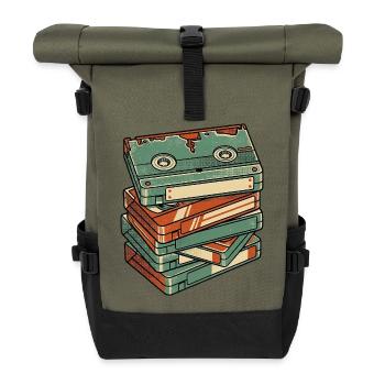 VHS Videocassette Retro Vintage - Roll Top Backpack - olive/black - Front