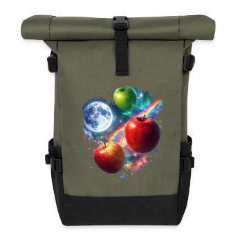 Kosmische Apfelwelten - Rolltop Rucksack - Olive/Schwarz - Vorne