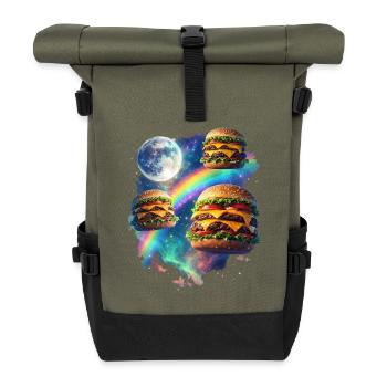 Galactic Burger Explosion - Roll Top Backpack - olive/black - Front