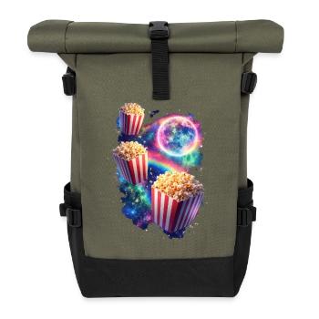Kosmischer Popcornzauber - Rolltop Rucksack - Olive/Schwarz - Vorne