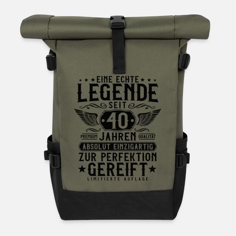 40 Jahre Legende - 40 Geburtstag Geschenk - Rolltop Rucksack - Olive/Schwarz