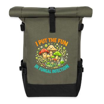 Pure mushroom fun | Mycology Humor - Roll Top Backpack - olive/black - Front