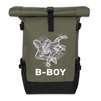 Breakdance B-Boy Streetdance Hip Hop - Rolltop Rucksack - Olive/Schwarz - Vorne