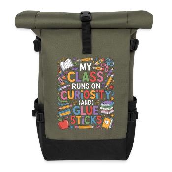Elementary Teacher My Class Runs On Education - Roll Top Backpack - olive/black - Front